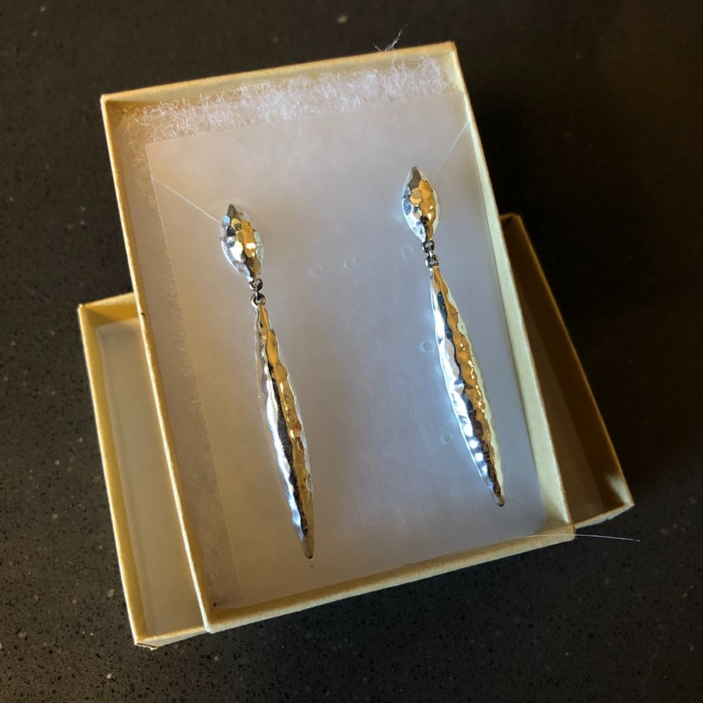 Gorjana "Nora" hammered silver drop earrings